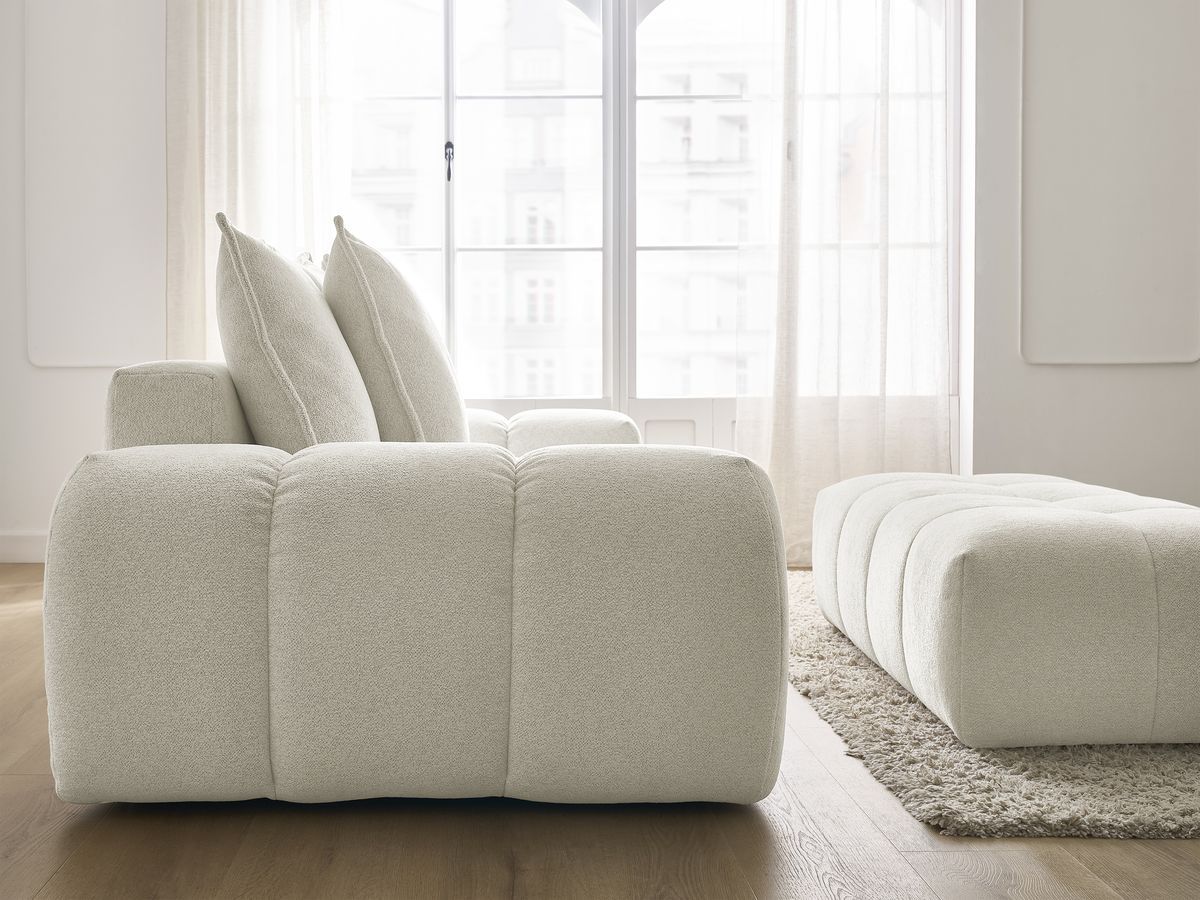 Canapé droit fixe 3 places EVEREST tissu chiné avec pouf