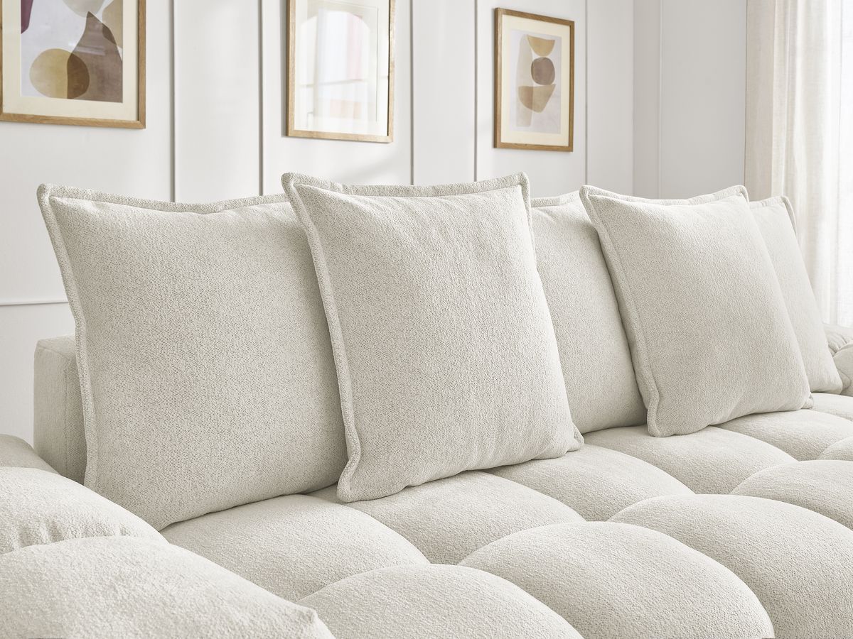 Canapé droit fixe 3 places EVEREST tissu chiné avec pouf