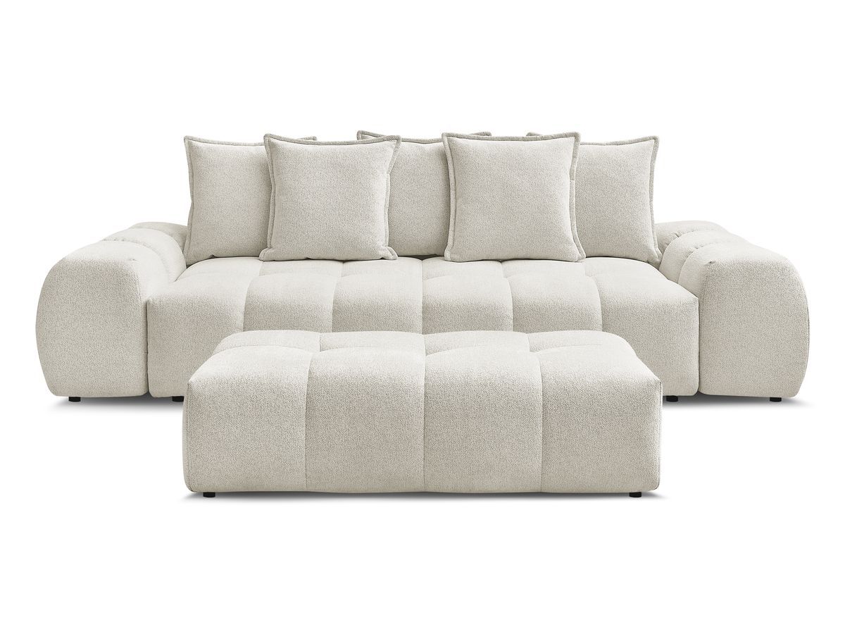 Canapé droit fixe 3 places EVEREST tissu chiné avec pouf