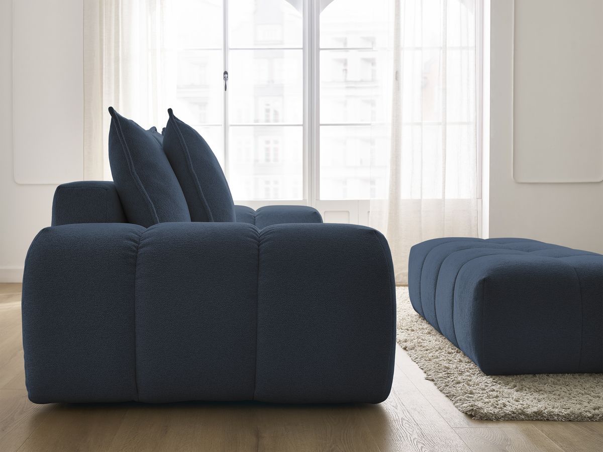 Canapé droit fixe 3 places EVEREST tissu chiné avec pouf