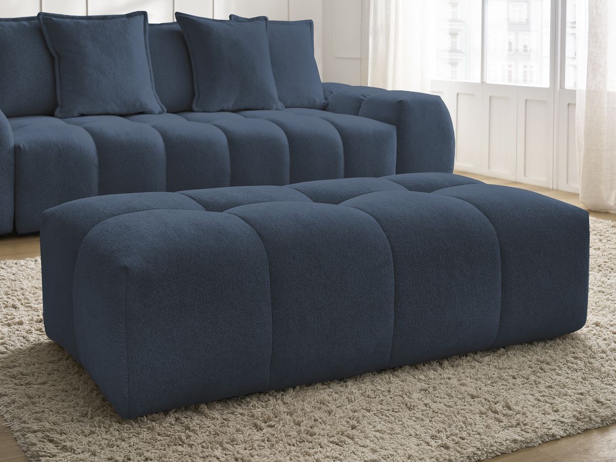 Canapé droit fixe 3 places EVEREST tissu chiné avec pouf