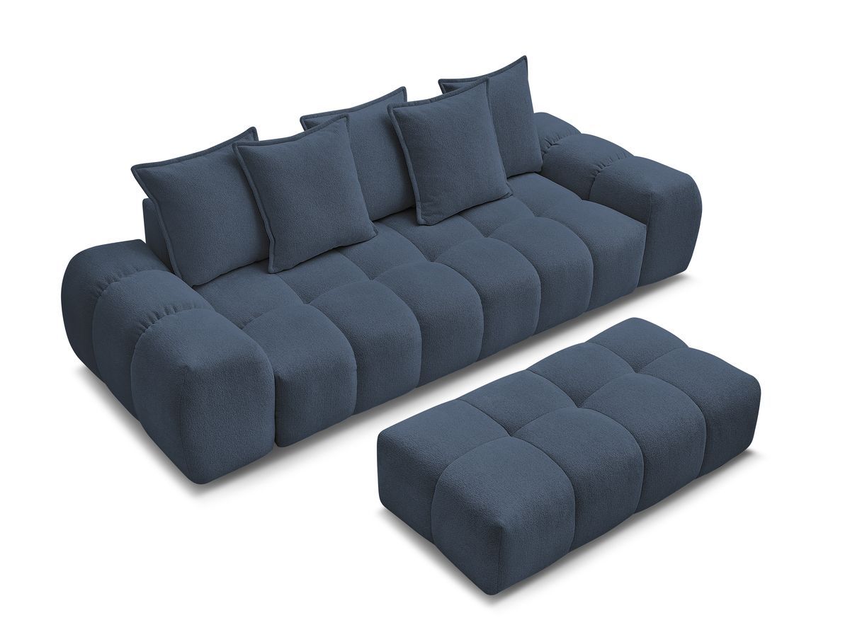 Canapé droit fixe 3 places EVEREST tissu chiné avec pouf