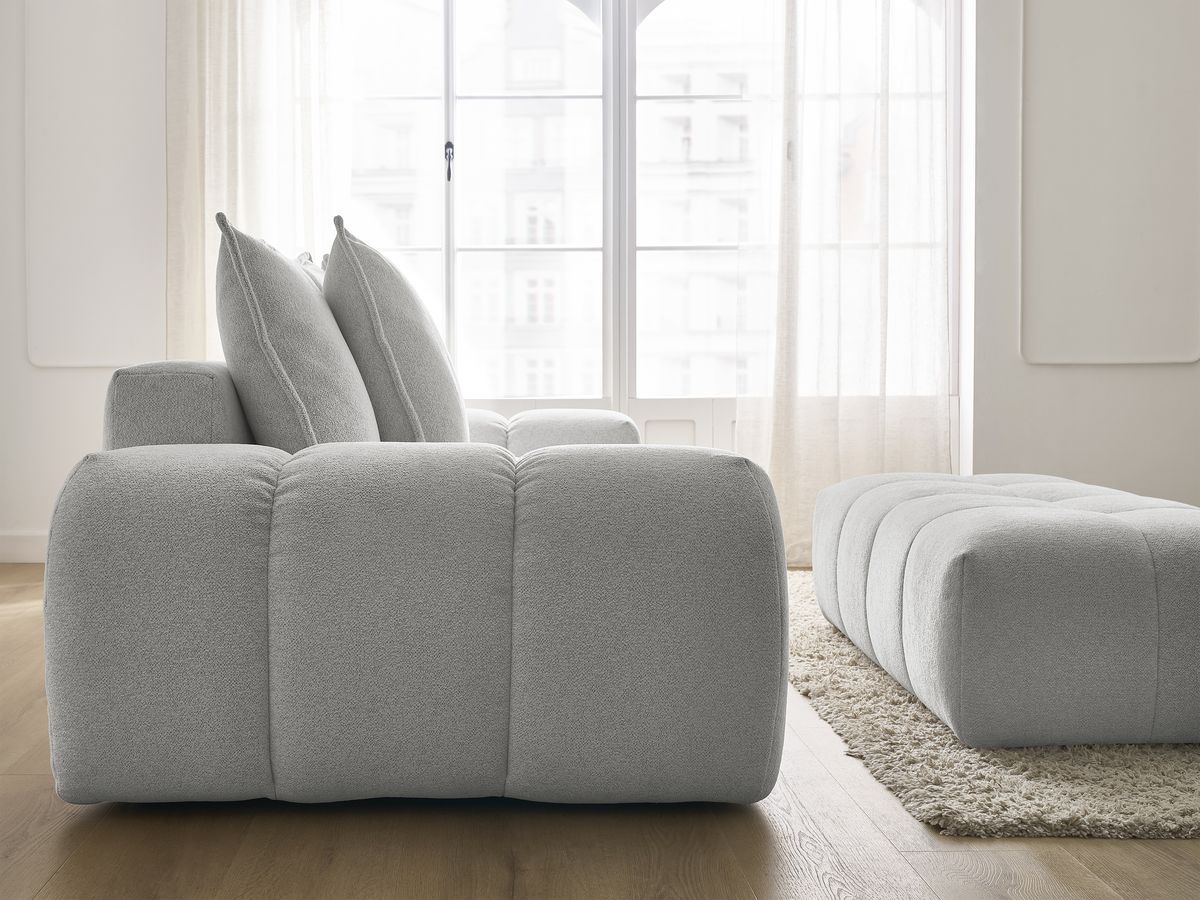 Canapé droit fixe 3 places EVEREST tissu chiné avec pouf