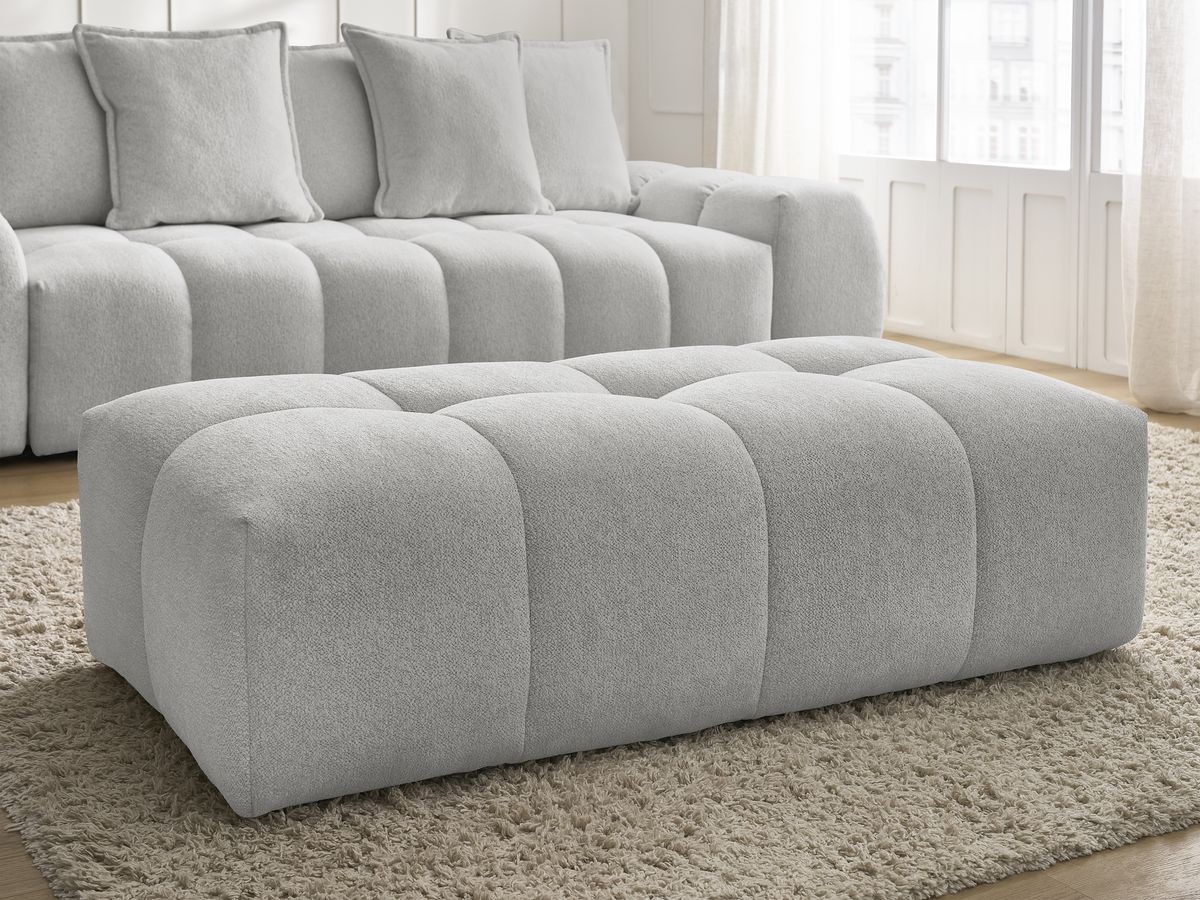 Canapé droit fixe 3 places EVEREST tissu chiné avec pouf