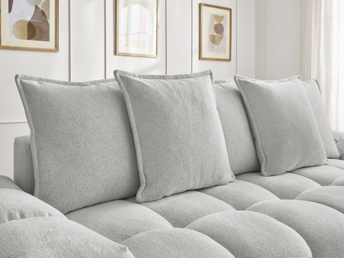 Canapé droit fixe 3 places EVEREST tissu chiné avec pouf