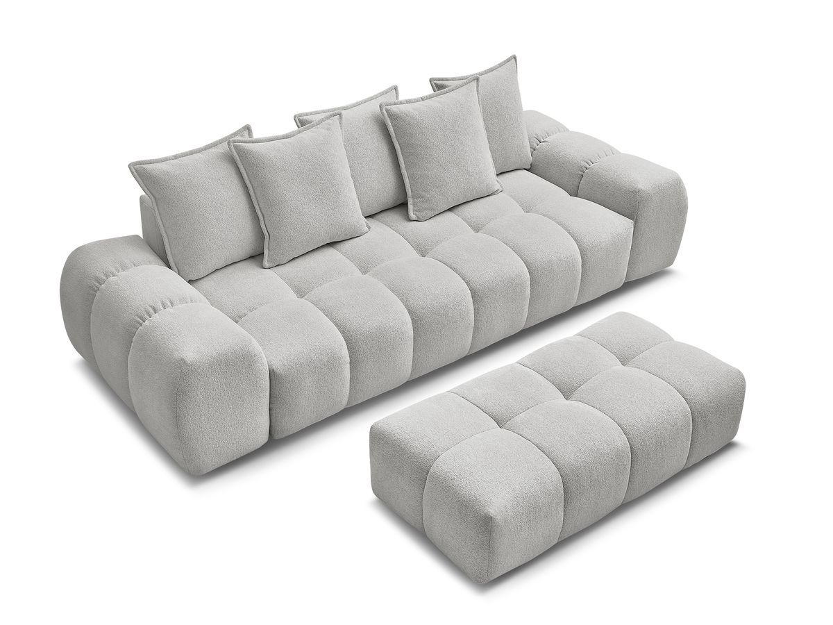 Canapé droit fixe 3 places EVEREST tissu chiné avec pouf