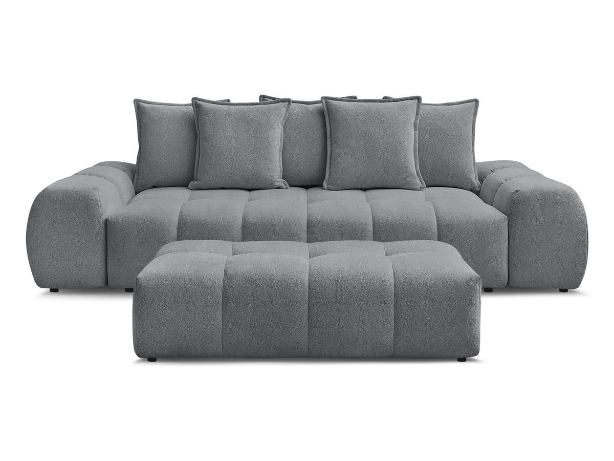 Canapé droit fixe 3 places EVEREST tissu chiné avec pouf