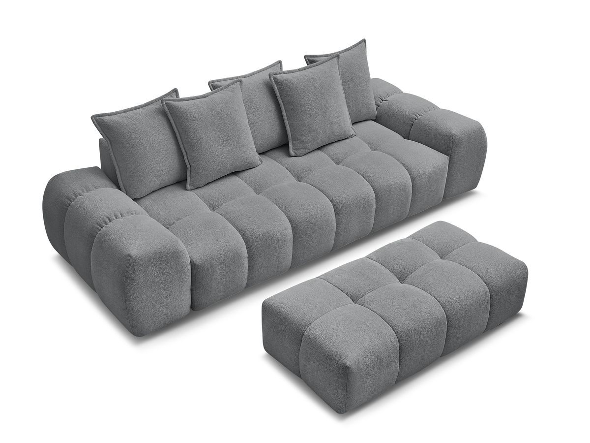 Canapé droit fixe 3 places EVEREST tissu chiné avec pouf