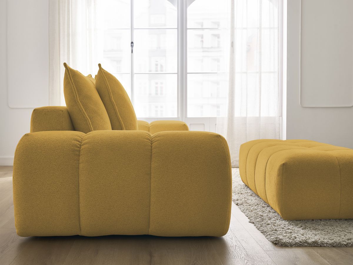 Canapé droit fixe 3 places EVEREST tissu chiné avec pouf