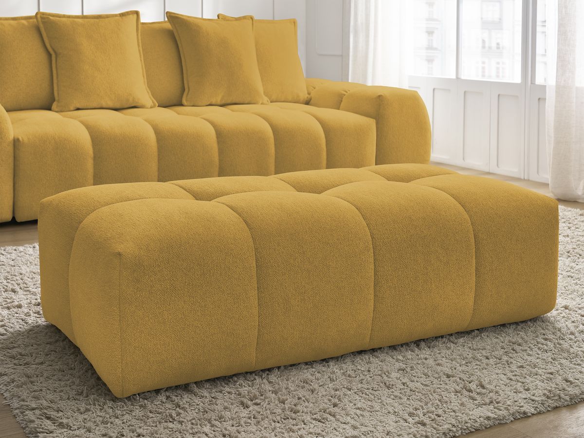 Canapé droit fixe 3 places EVEREST tissu chiné avec pouf