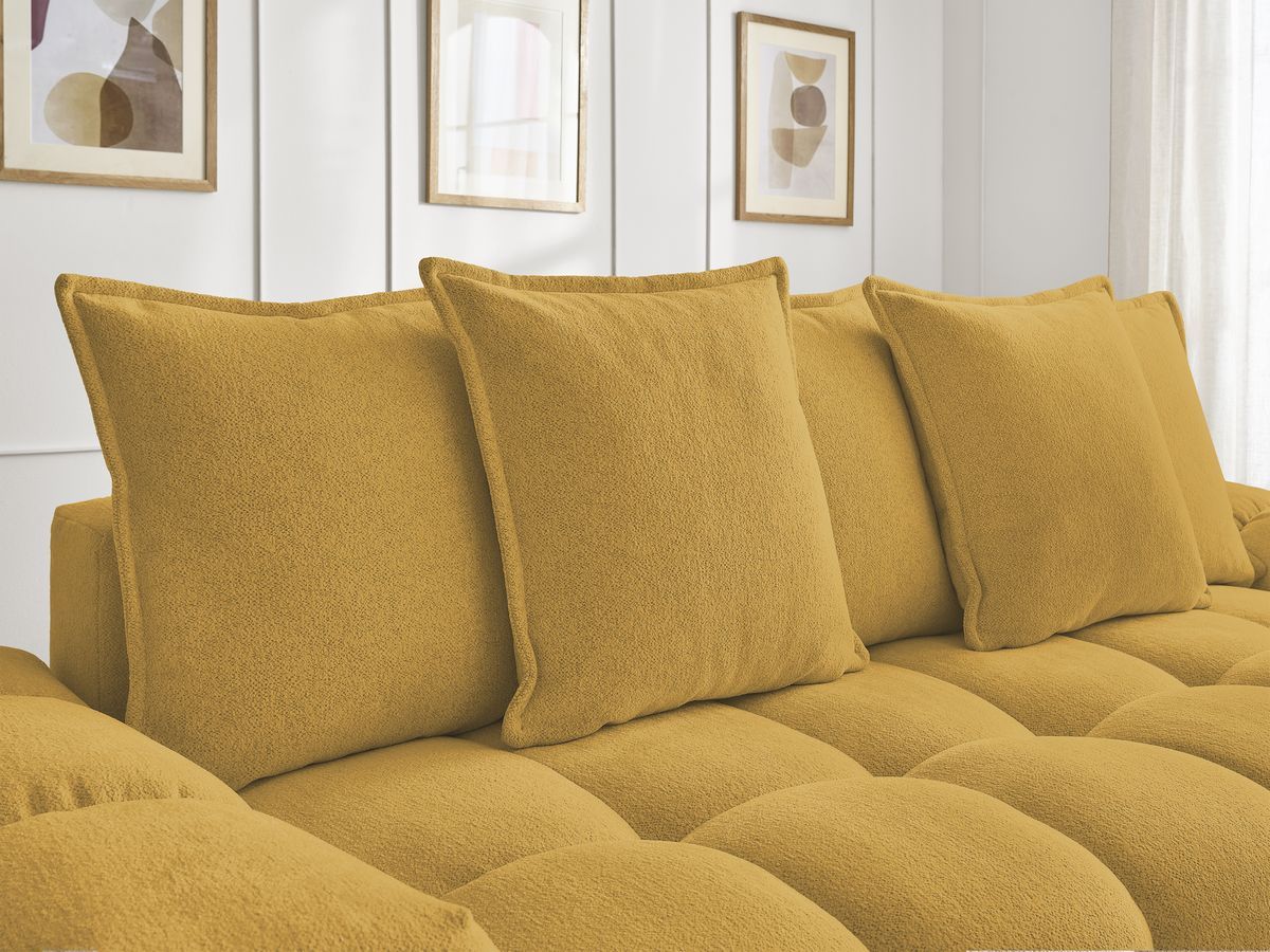 Canapé droit fixe 3 places EVEREST tissu chiné avec pouf