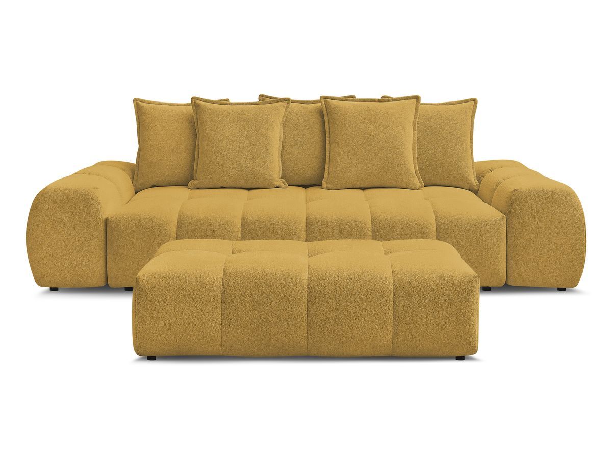 Canapé droit fixe 3 places EVEREST tissu chiné avec pouf