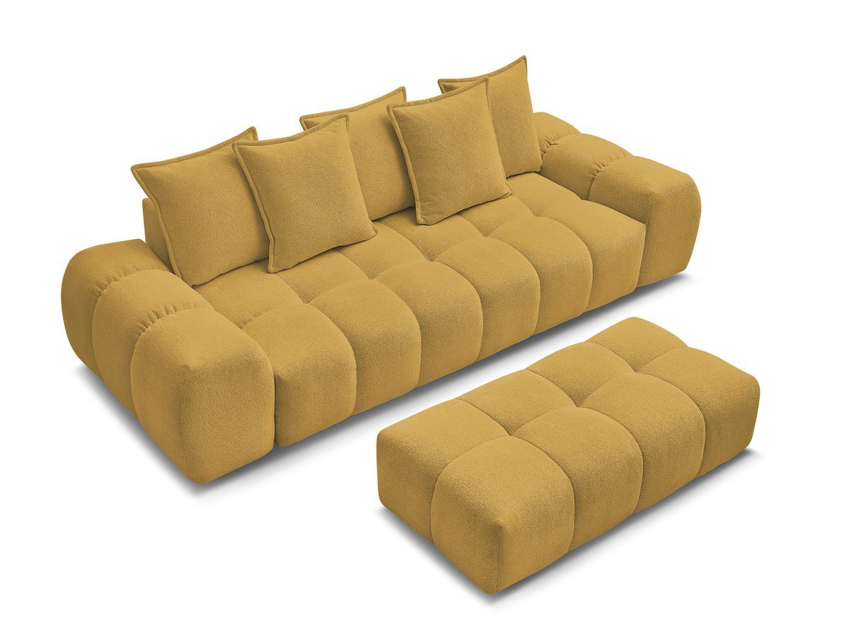 Canapé droit fixe 3 places EVEREST tissu chiné avec pouf