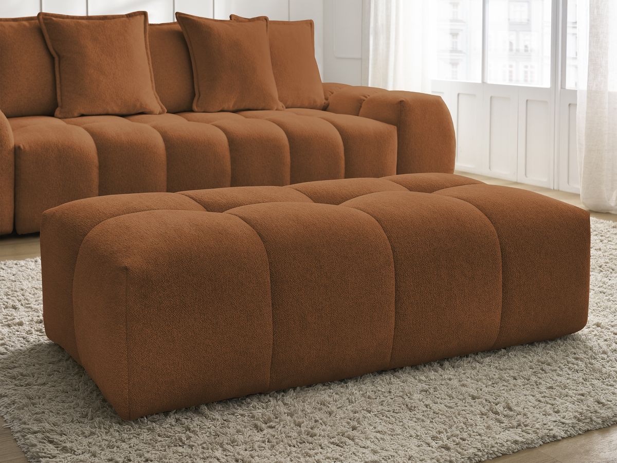 Canapé droit fixe 3 places EVEREST tissu chiné avec pouf