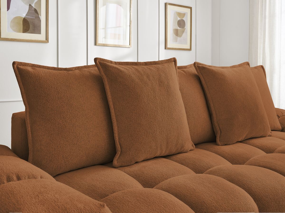 Canapé droit fixe 3 places EVEREST tissu chiné avec pouf