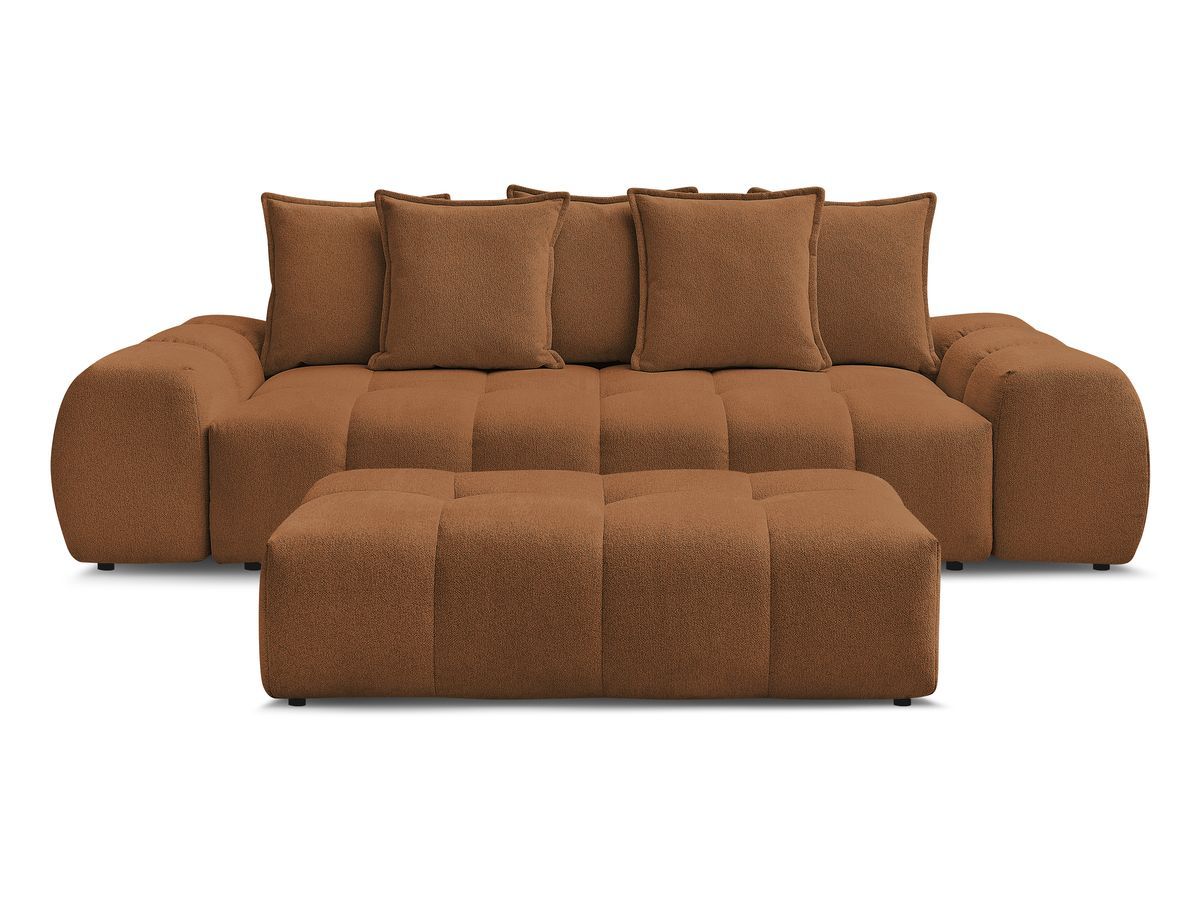 Canapé droit fixe 3 places EVEREST tissu chiné avec pouf