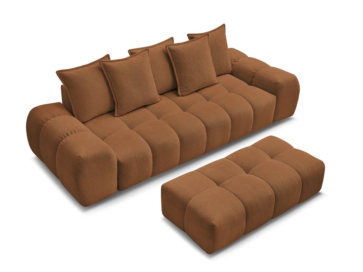 Canapé droit fixe 3 places EVEREST tissu chiné avec pouf