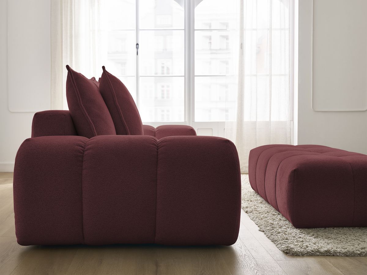 Canapé droit fixe 3 places EVEREST tissu chiné avec pouf