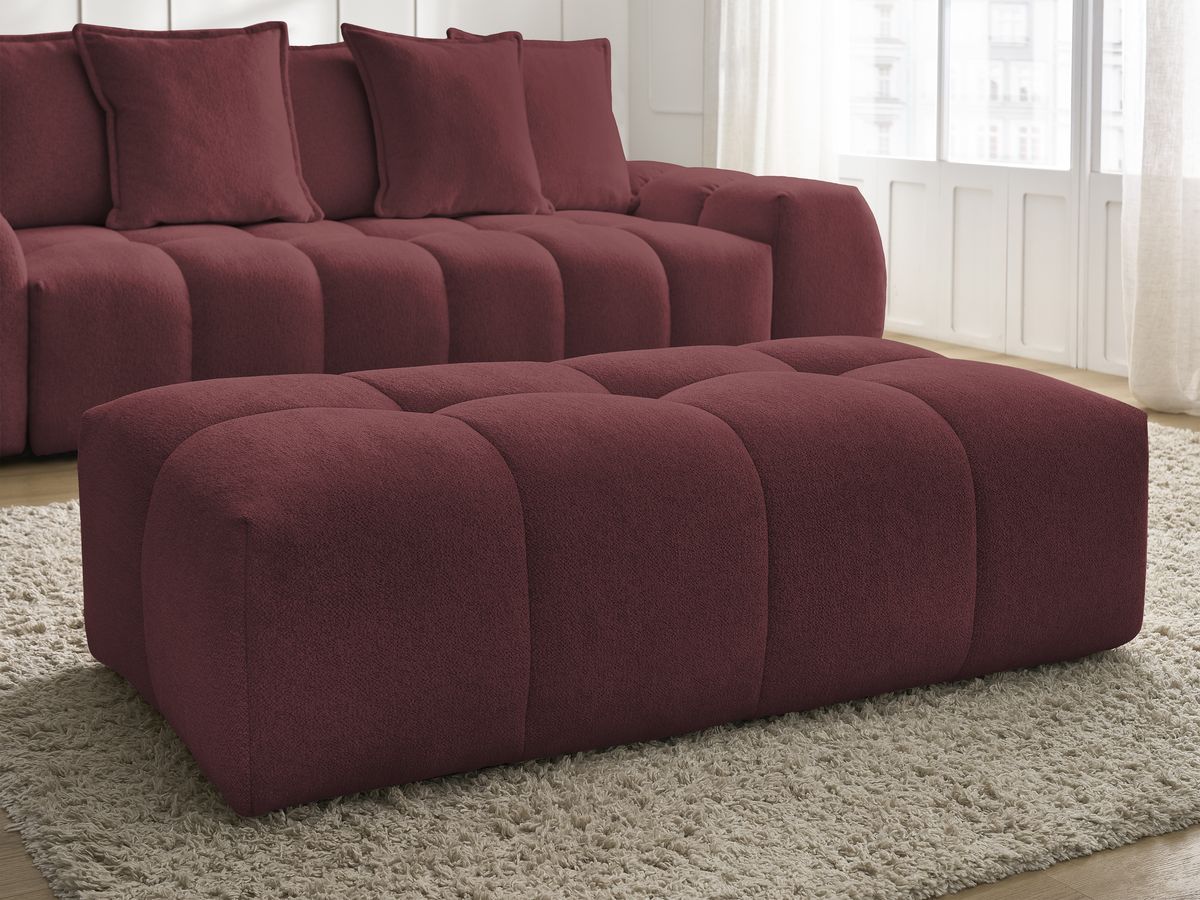 Canapé droit fixe 3 places EVEREST tissu chiné avec pouf