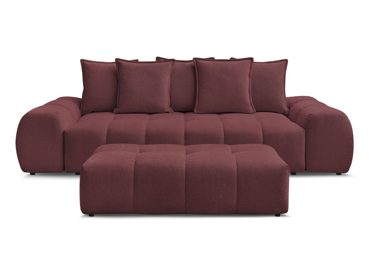 Canapé droit fixe 3 places EVEREST tissu chiné avec pouf