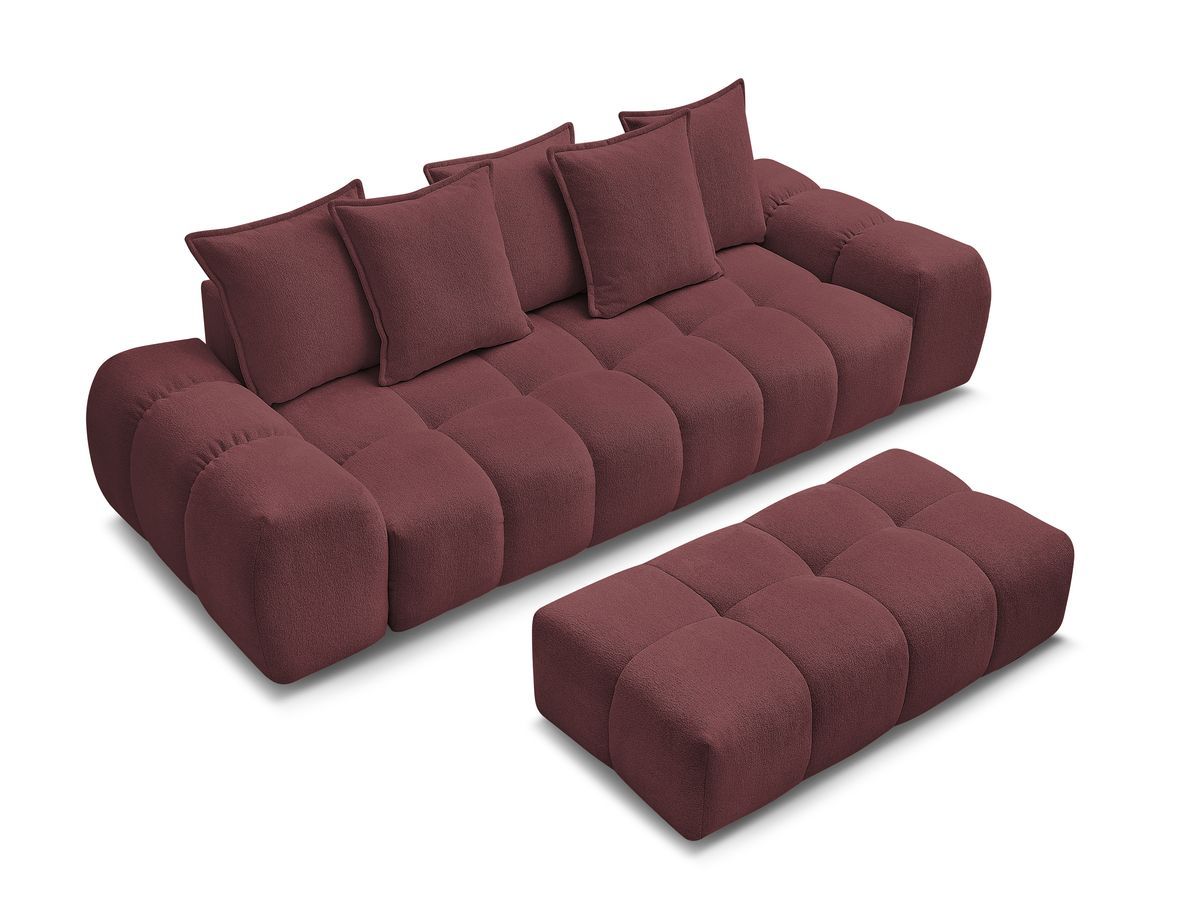 Canapé droit fixe 3 places EVEREST tissu chiné avec pouf