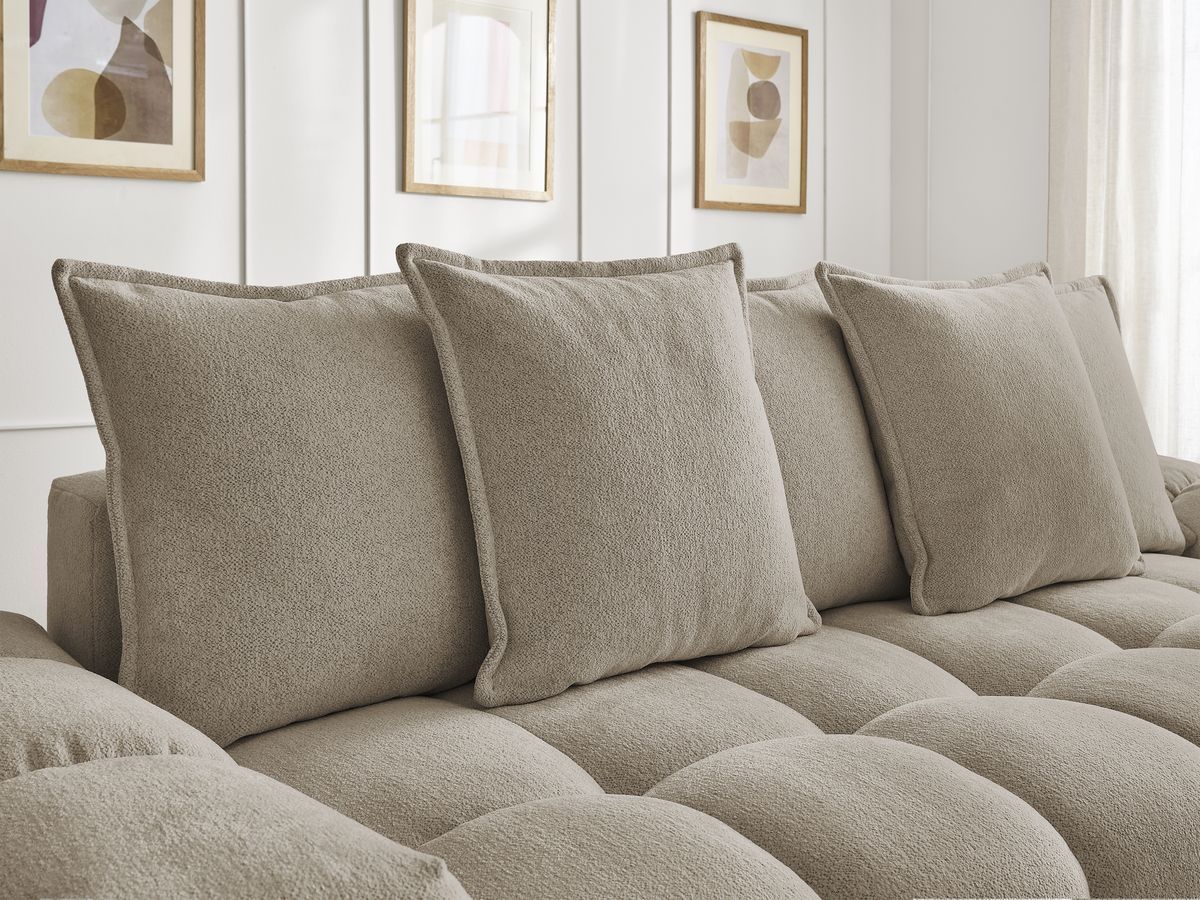 Canapé droit fixe 3 places EVEREST tissu chiné avec pouf