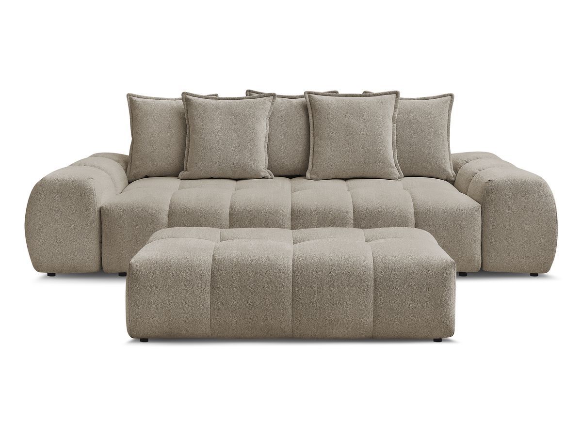 Canapé droit fixe 3 places EVEREST tissu chiné avec pouf