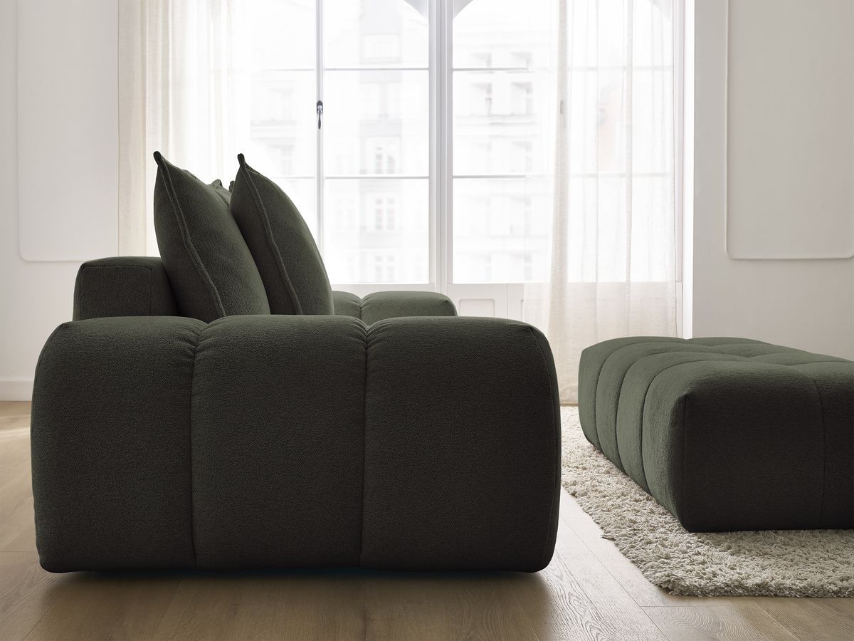 Canapé droit fixe 3 places EVEREST tissu chiné avec pouf