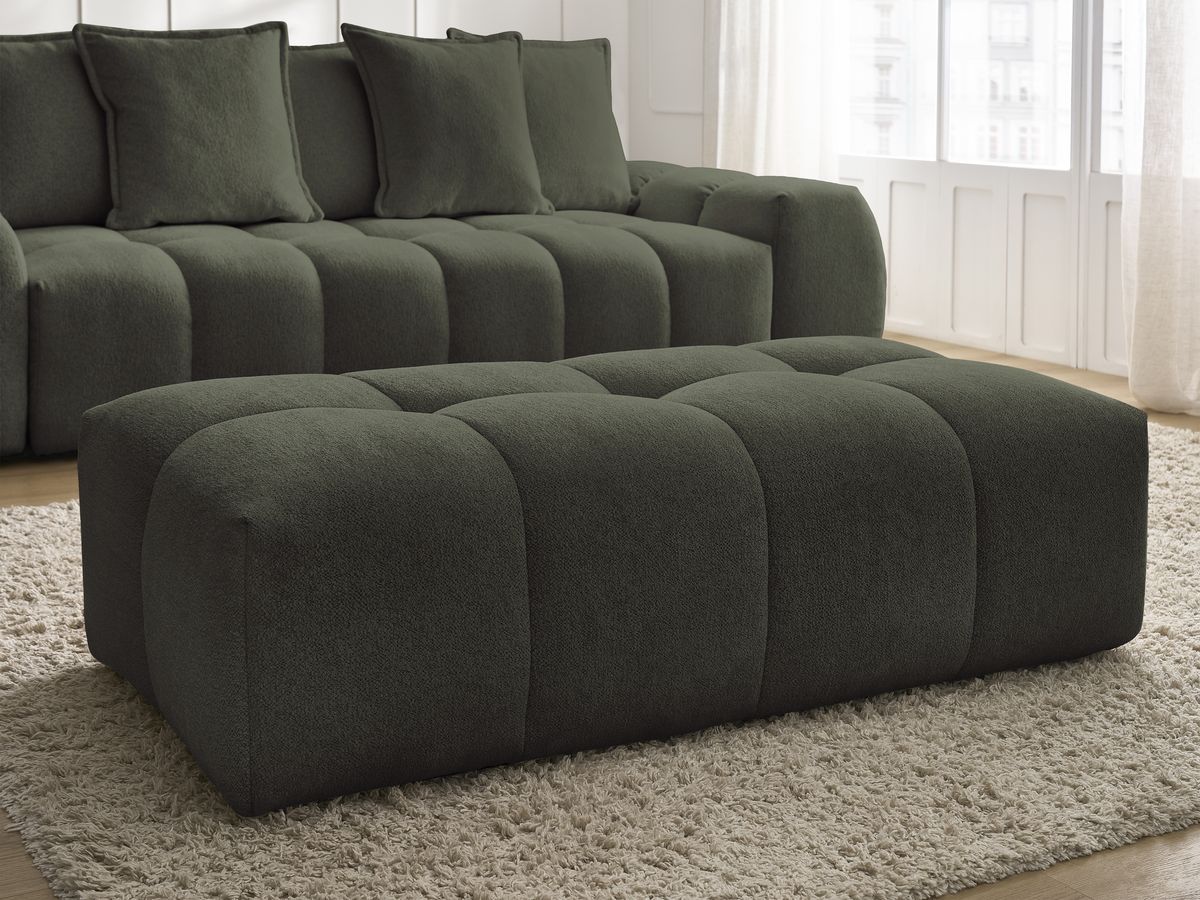 Canapé droit fixe 3 places EVEREST tissu chiné avec pouf
