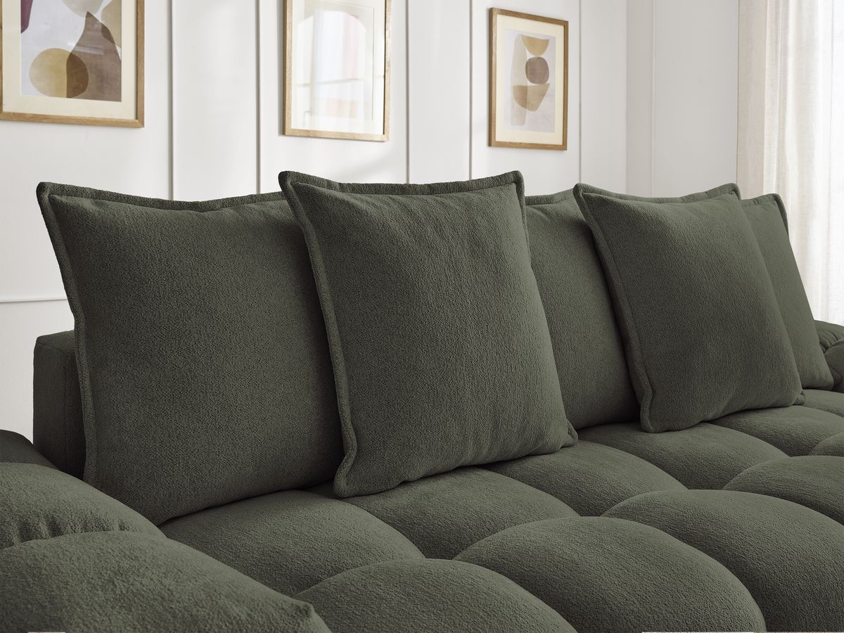 Canapé droit fixe 3 places EVEREST tissu chiné avec pouf