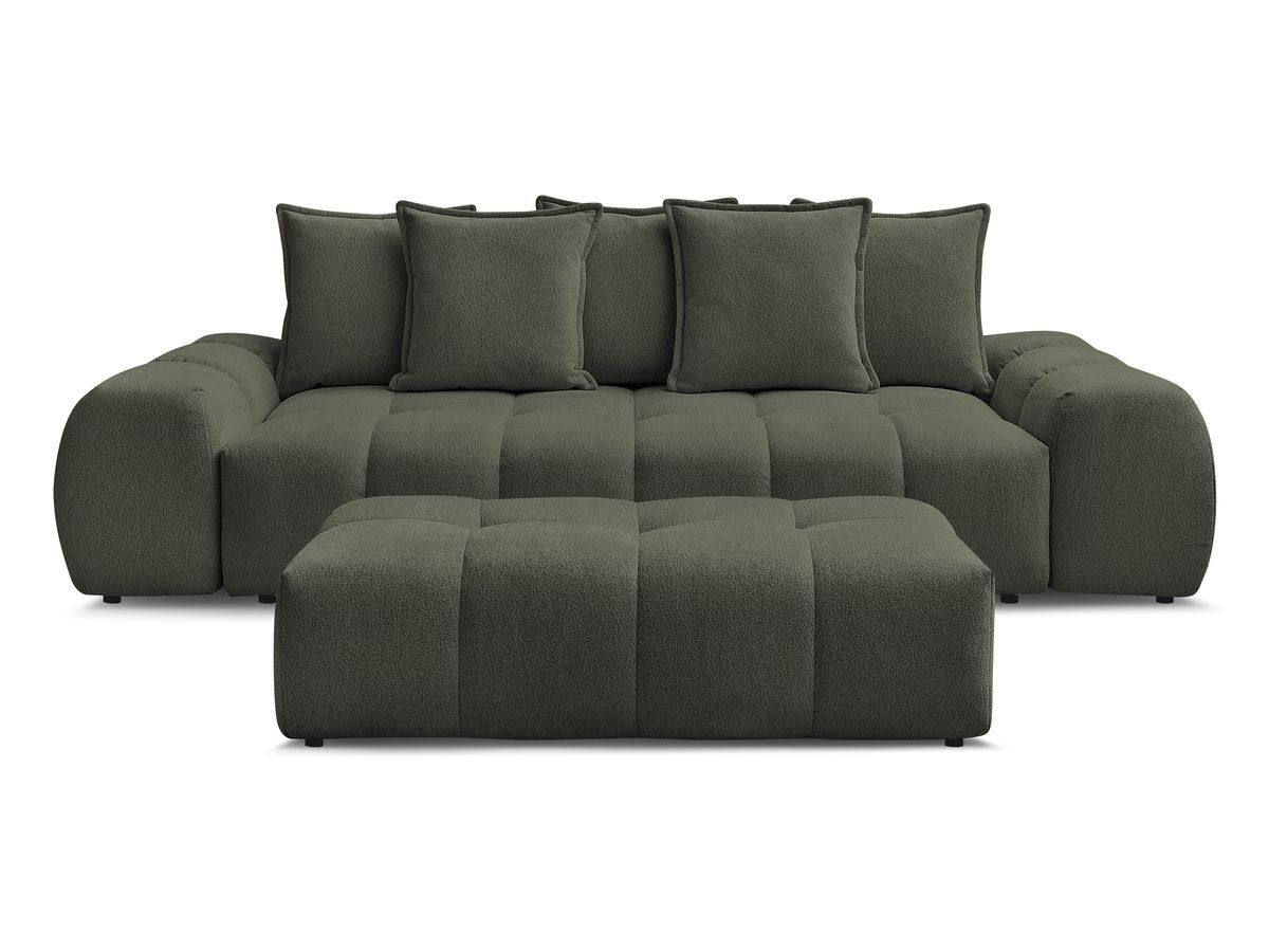 Canapé droit fixe 3 places EVEREST tissu chiné avec pouf