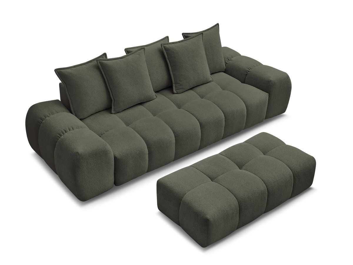 Canapé droit fixe 3 places EVEREST tissu chiné avec pouf