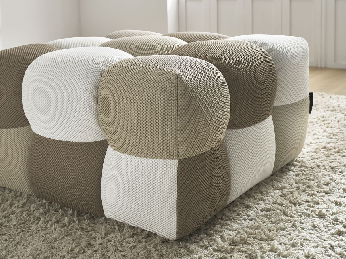 Canapé d'angle fixe EVEREST tissu chiné - Orange - Angle droit - 10 coussins