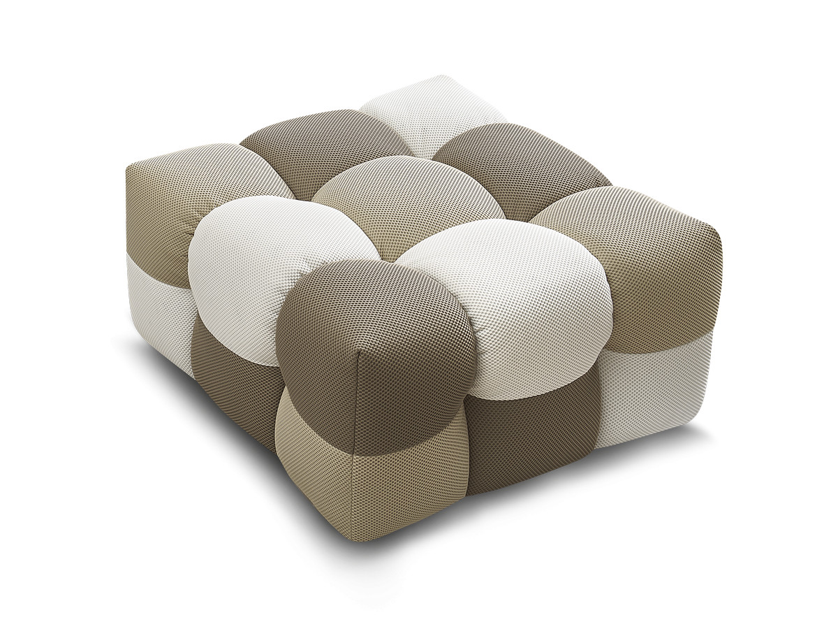 Canapé d'angle fixe EVEREST tissu chiné - Orange - Angle droit - 10 coussins