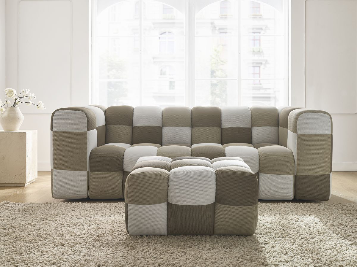 Canapé droit 3 places CLOUD Édition limitée mesh avec pouf multicolore — vue 5