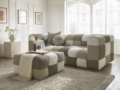 Canapé droit fixe 3 places CLOUD Édition limitée tissu mesh avec pouf