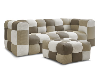 Canapé droit fixe 3 places CLOUD Édition limitée tissu mesh avec pouf