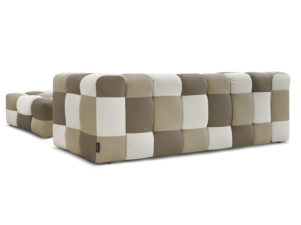 Canapé d'angle fixe EVEREST tissu chiné - Orange - Angle droit - 10 coussins