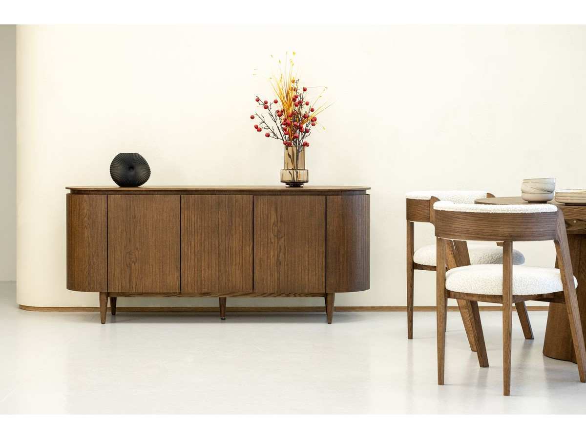 SORMIOU set met 180 cm dressoir + 180 cm tv-meubel in massief eiken fineer