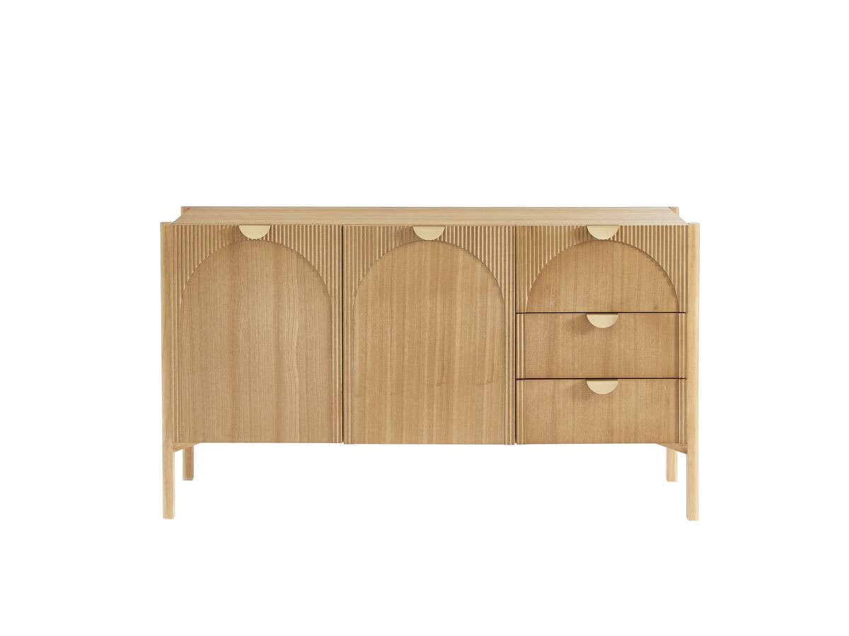 Ensemble LOLA avec buffet 135 cm + meuble TV 178 cm motif arrondi et placage frêne massif