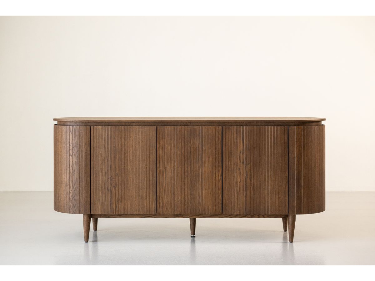 buffet 5 portes 180 cm sormiou placage chêne massif de couleur marron foncé