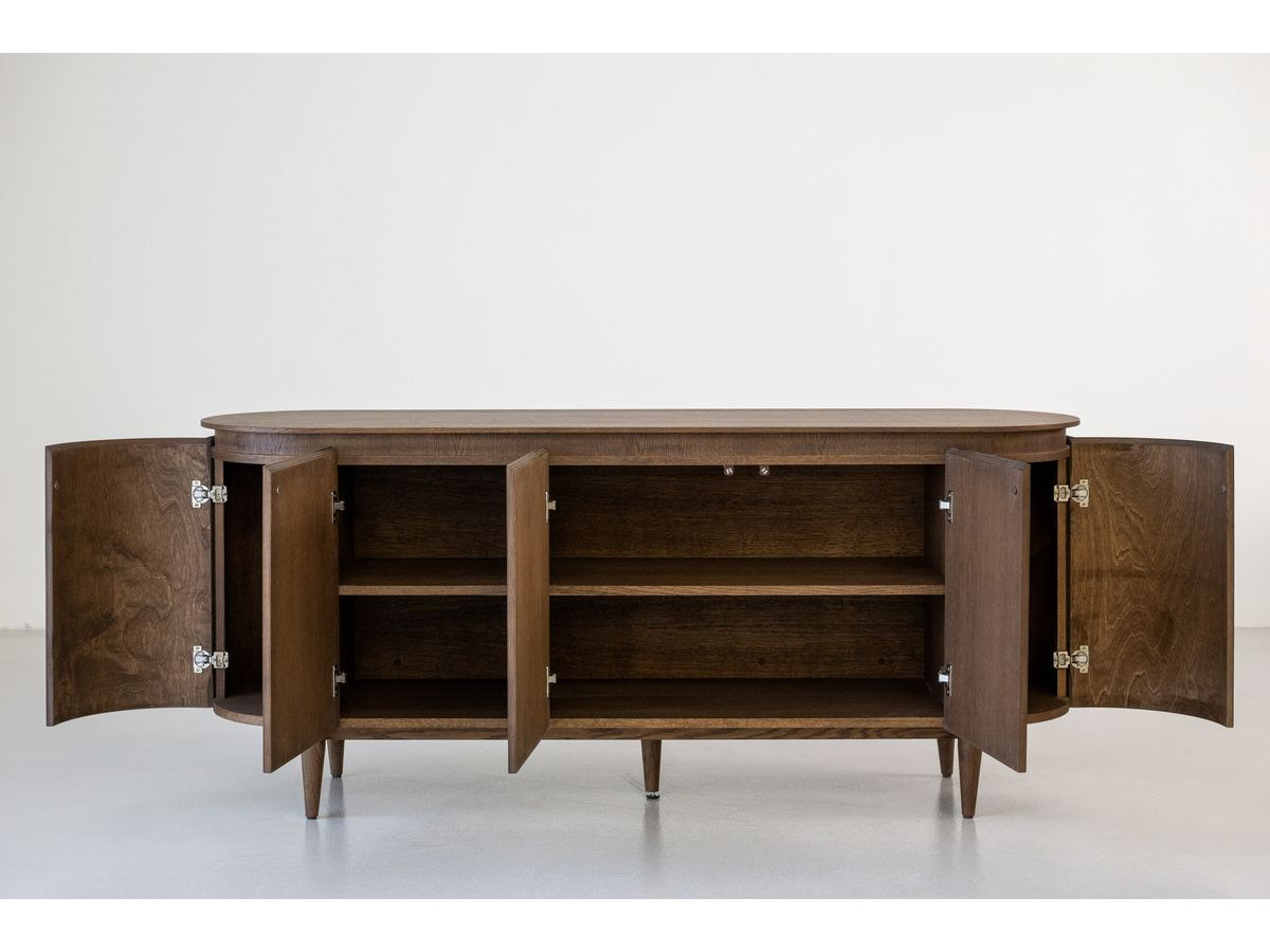 SORMIOU set met 180 cm dressoir + 180 cm tv-meubel in massief eiken fineer