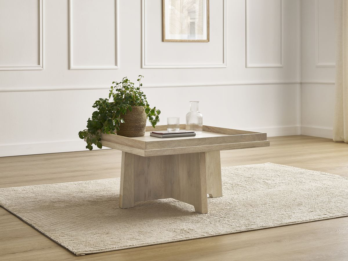 Table basse carrée 75 cm ALBA bois massif de manguier