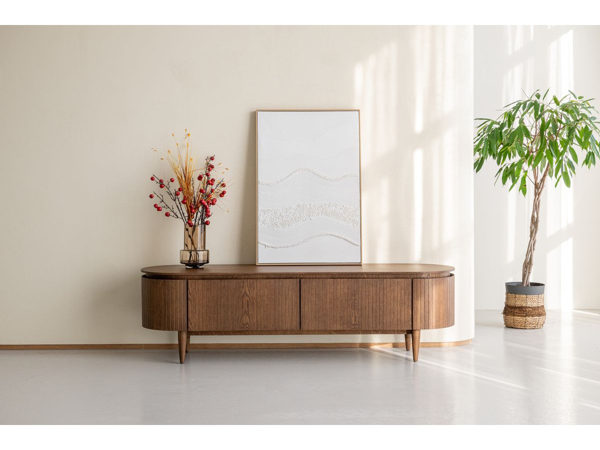 SORMIOU set met 180 cm dressoir + 180 cm tv-meubel in massief eiken fineer