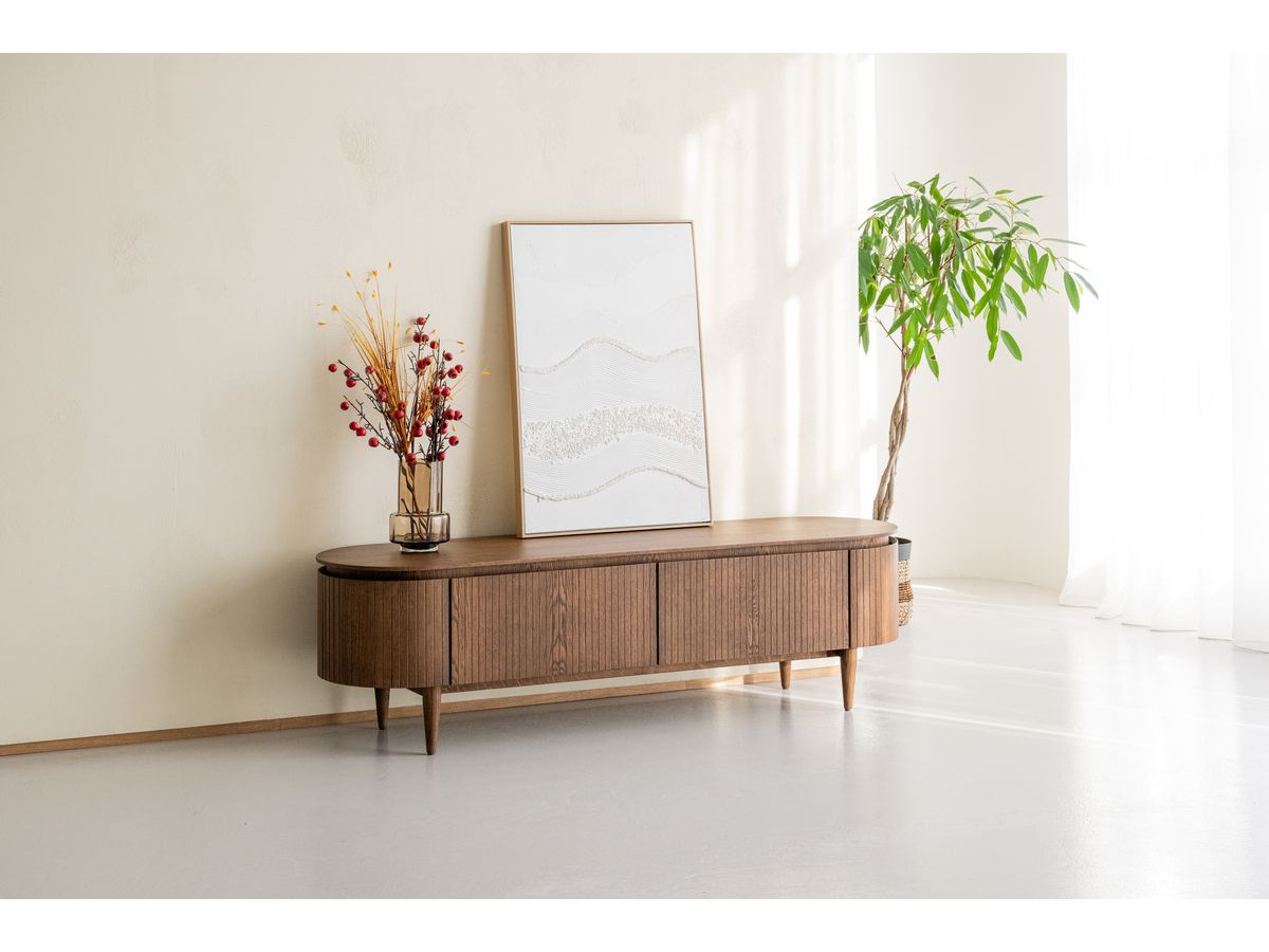 SORMIOU set met 180 cm dressoir + 180 cm tv-meubel in massief eiken fineer