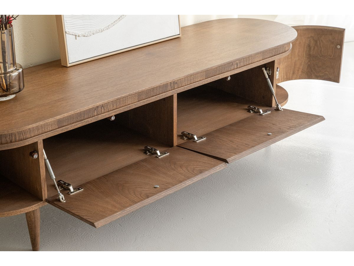 SORMIOU set met 180 cm dressoir + 180 cm tv-meubel in massief eiken fineer