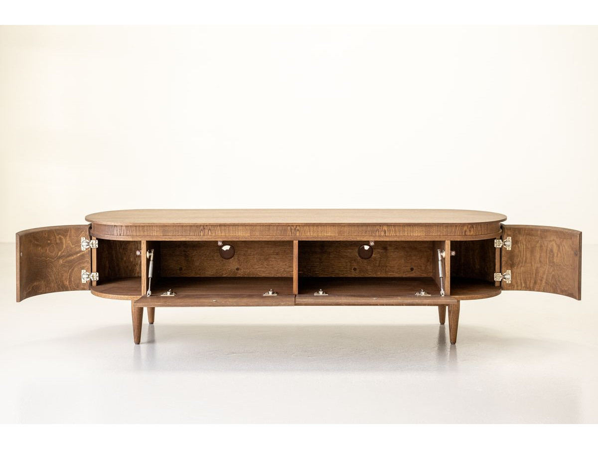 SORMIOU set met 180 cm dressoir + 180 cm tv-meubel in massief eiken fineer