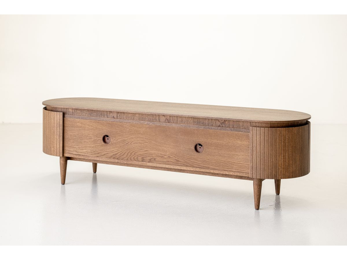 SORMIOU set met 180 cm dressoir + 180 cm tv-meubel in massief eiken fineer