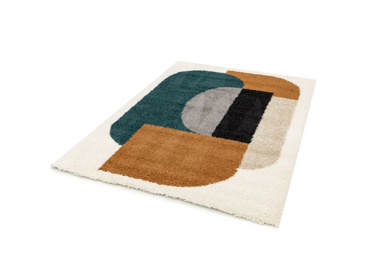 Tapis shaggy EZIO motif abstrait orange — vue 5