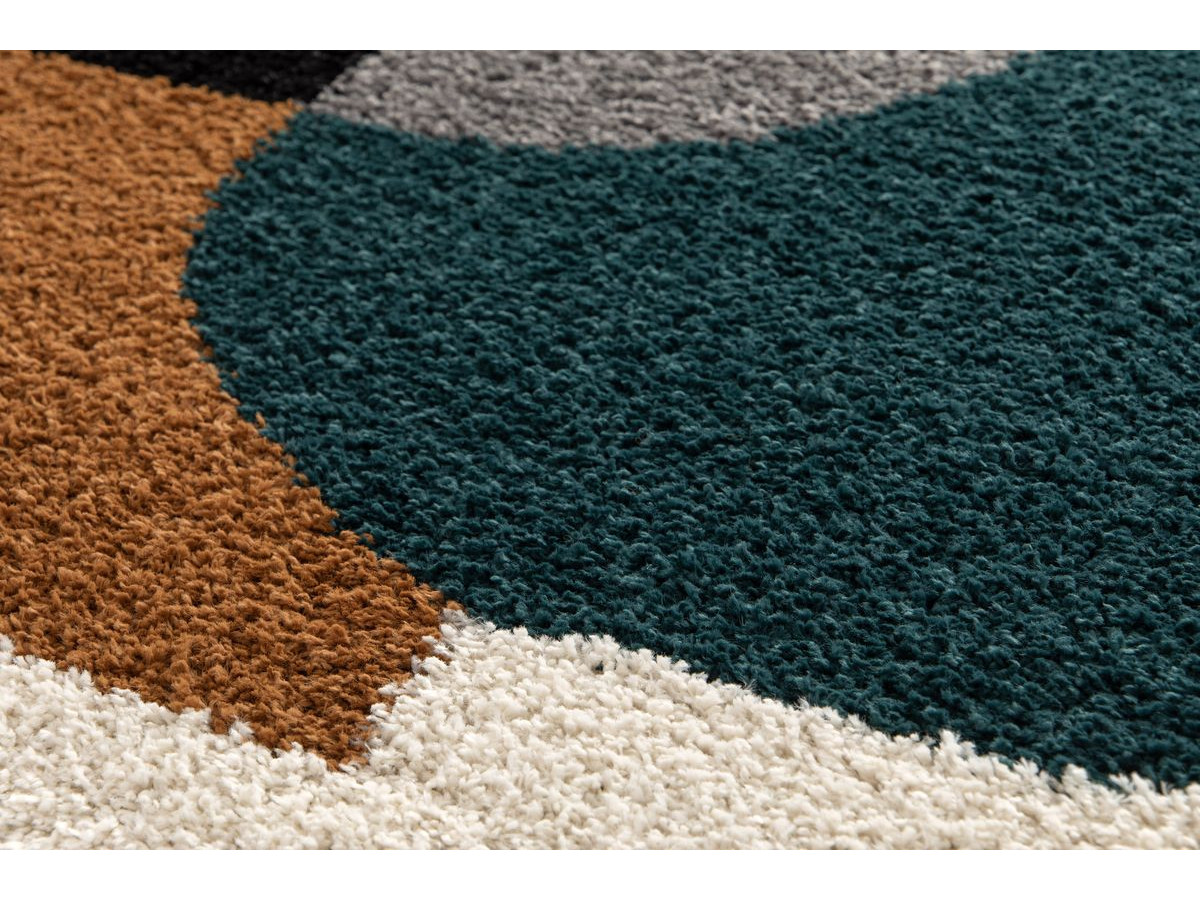 Tapis shaggy EZIO motif abstrait orange — vue 6